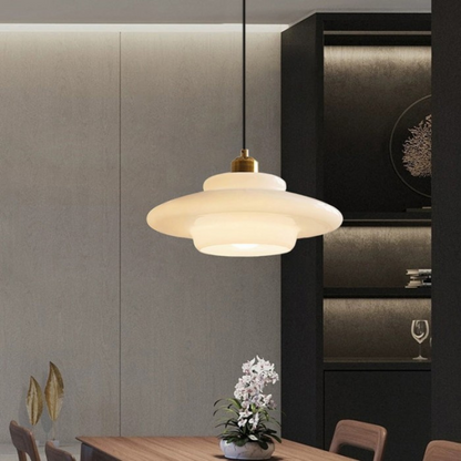 Art Deco Brass Dome Shade Pendant Light 1-Light