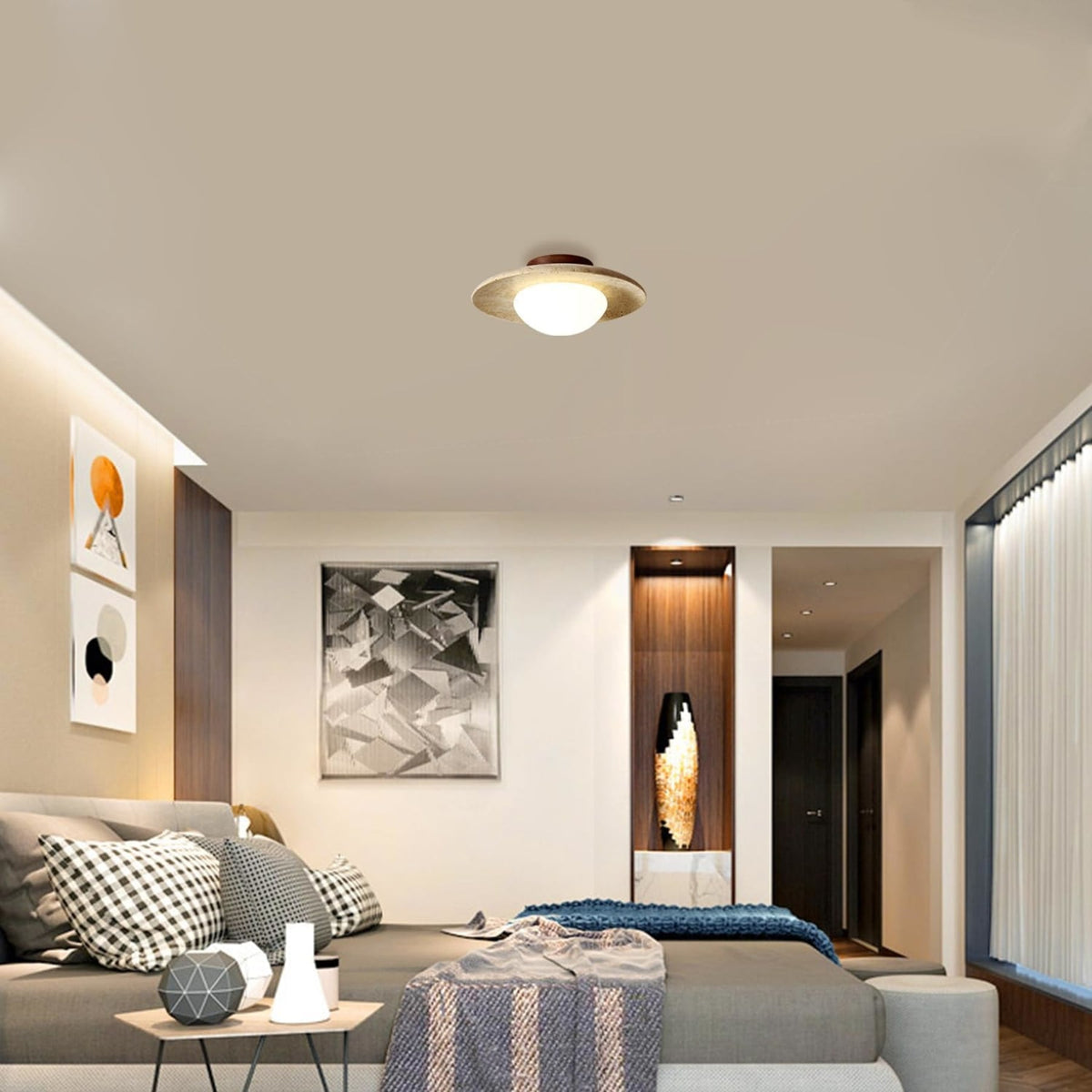 Modern Travertine Ceiling Light 1-Light