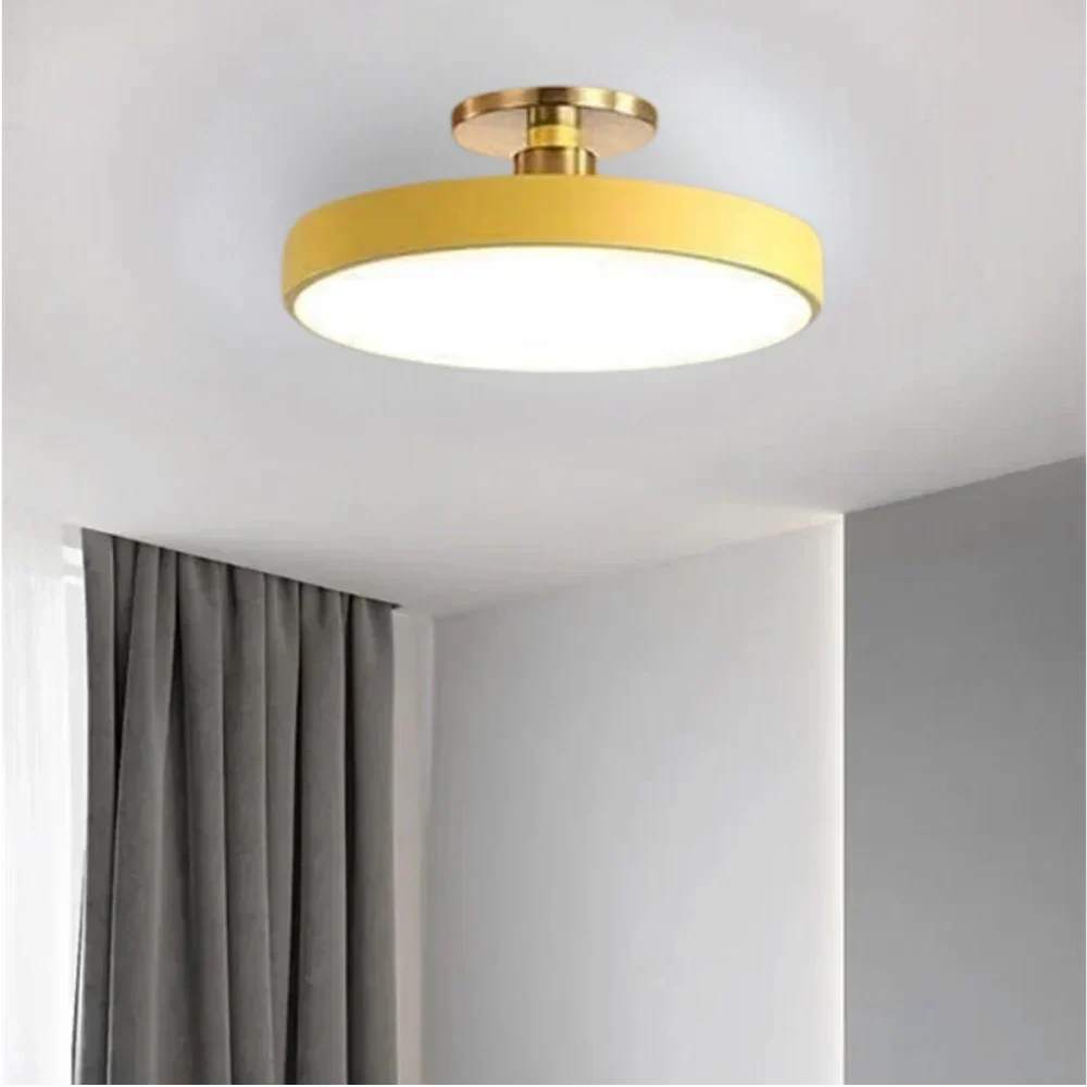 Contemporary Brass Round LED Ceiling Light 1-Light