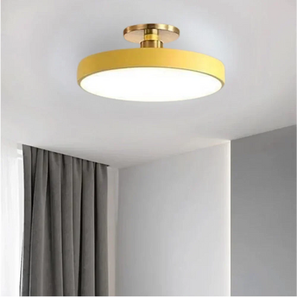 Contemporary Brass Round LED Ceiling Light 1-Light