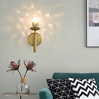Scandinavian Brass Glass Globe Wall Sconce LED 1-Light