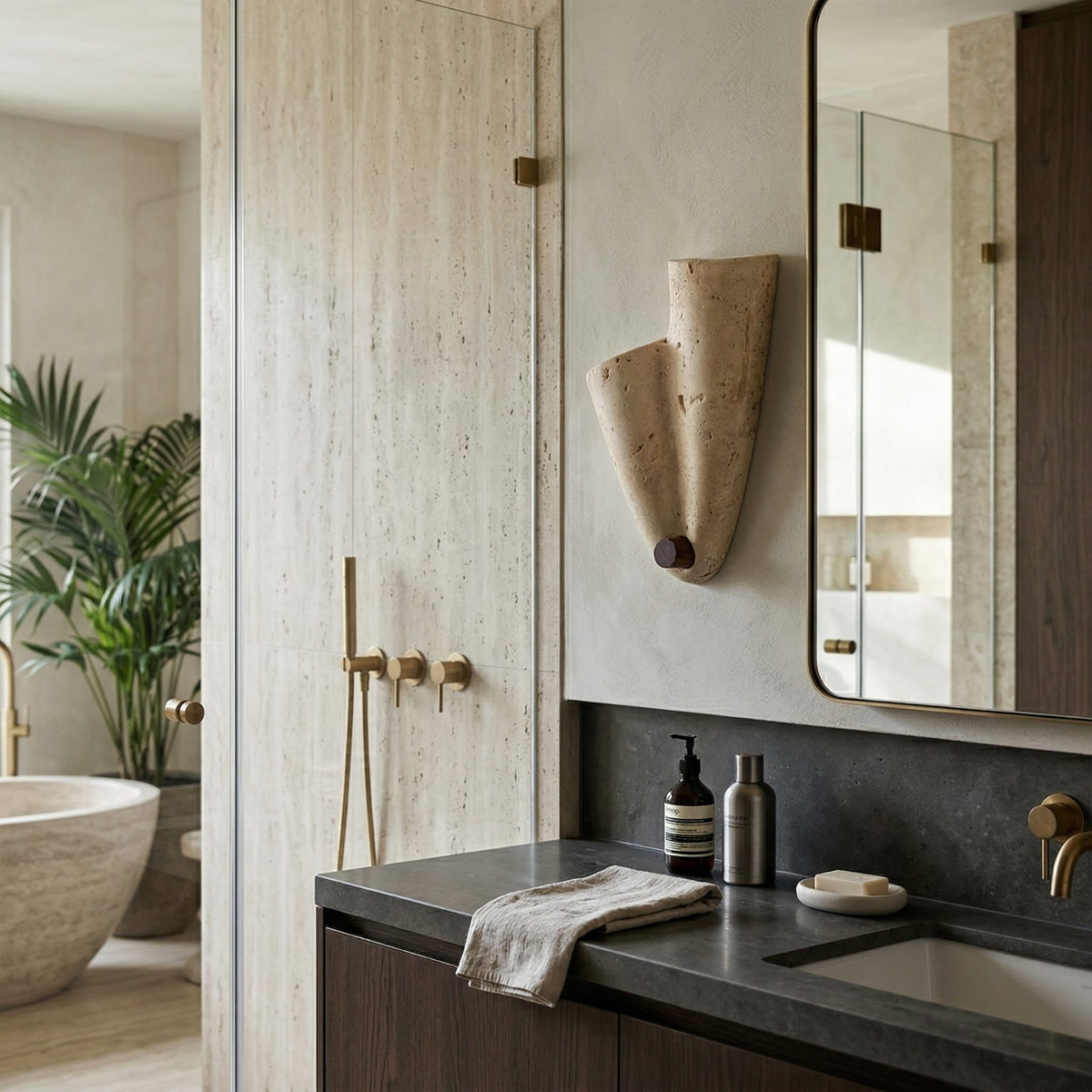 Modern Travertine Wall Light 2-Light