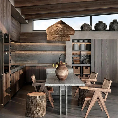 Bohemian Rattan Woven Dome Pendant Light 1-Light