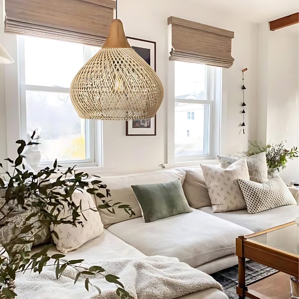 Bohemian Rattan Hand-Woven Dome Pendant Light 1-Light