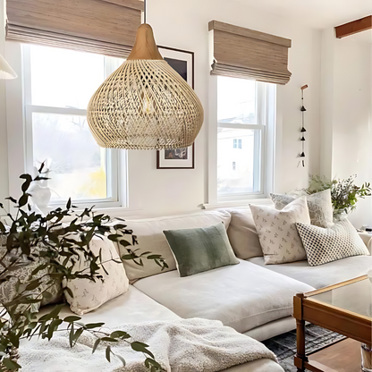 Bohemian Rattan Hand-Woven Dome Pendant Light 1-Light