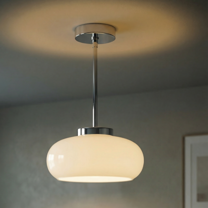 Vintage Glass Brass Canopy Ceiling Light 1-Light