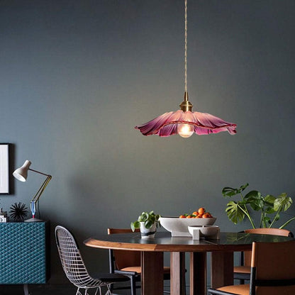 Retro Glass Fluted Shade Pendant Light 1-Light