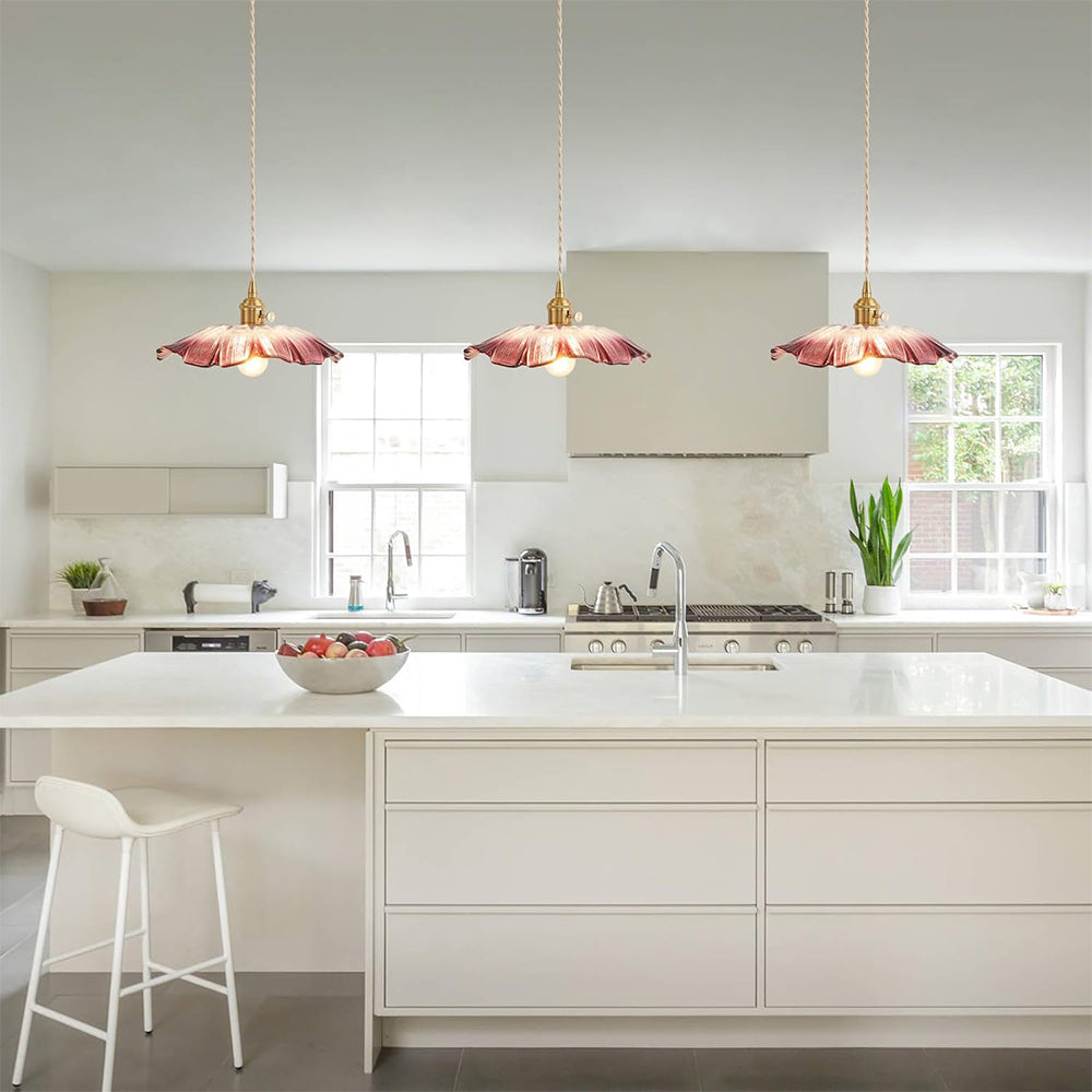 Retro Glass Fluted Shade Pendant Light 1-Light