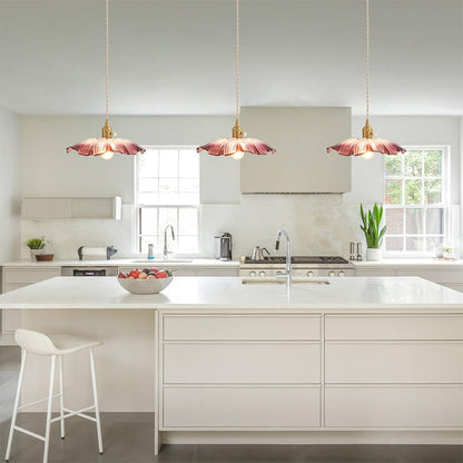 Retro Glass Fluted Shade Pendant Light 1-Light