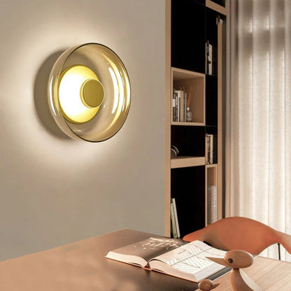 Minimal Brass & Glass Round Wall Sconce LED 1-Light