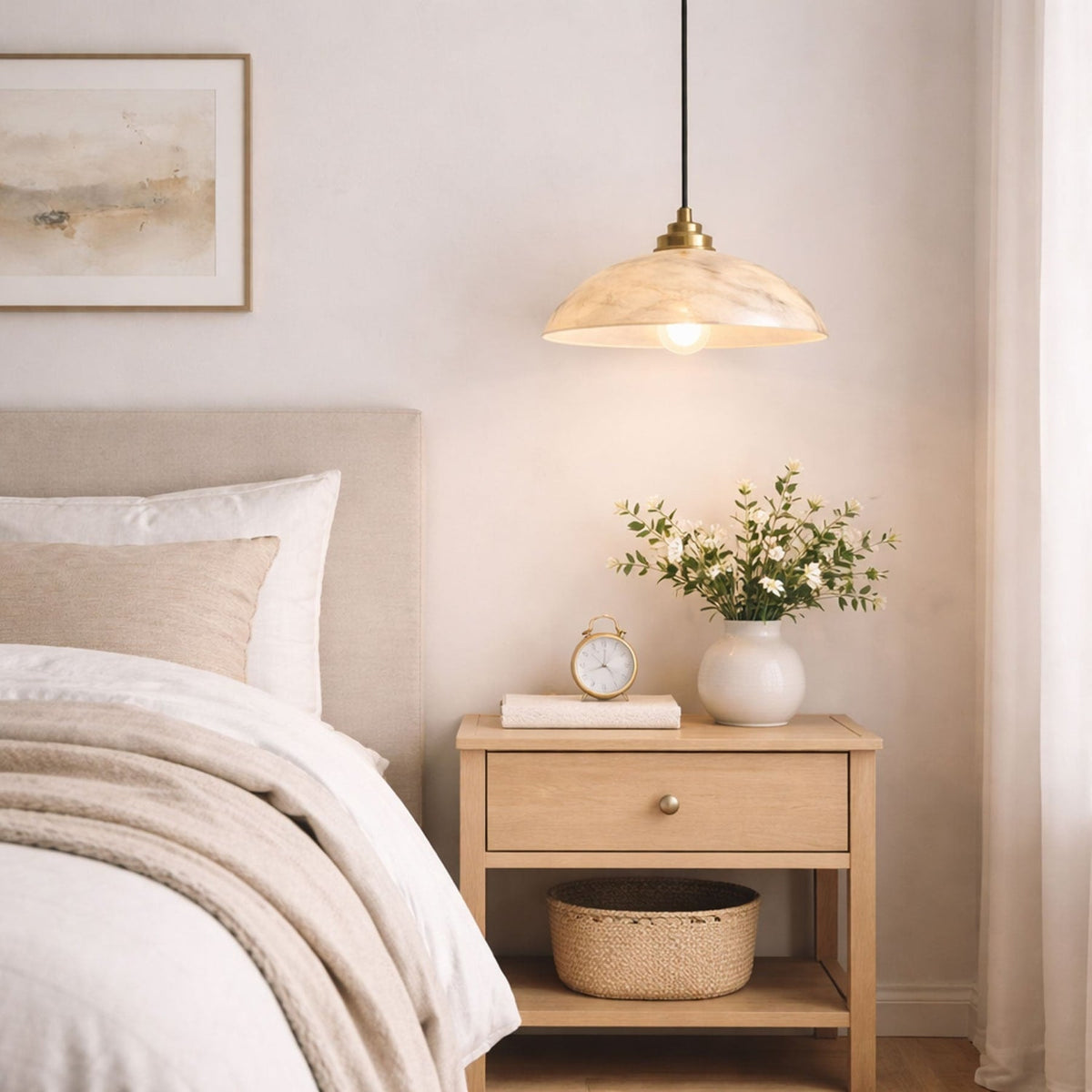 Modern Marble Copper Pendant Light 1-Light