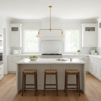 Modern Brass Ceramic Shades Pendant Light 2-Light