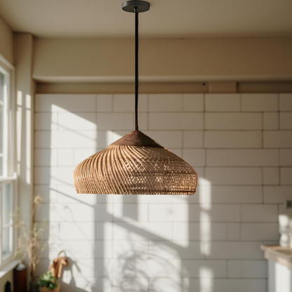 Bohemian Rattan Woven Dome Pendant Light 1-Light