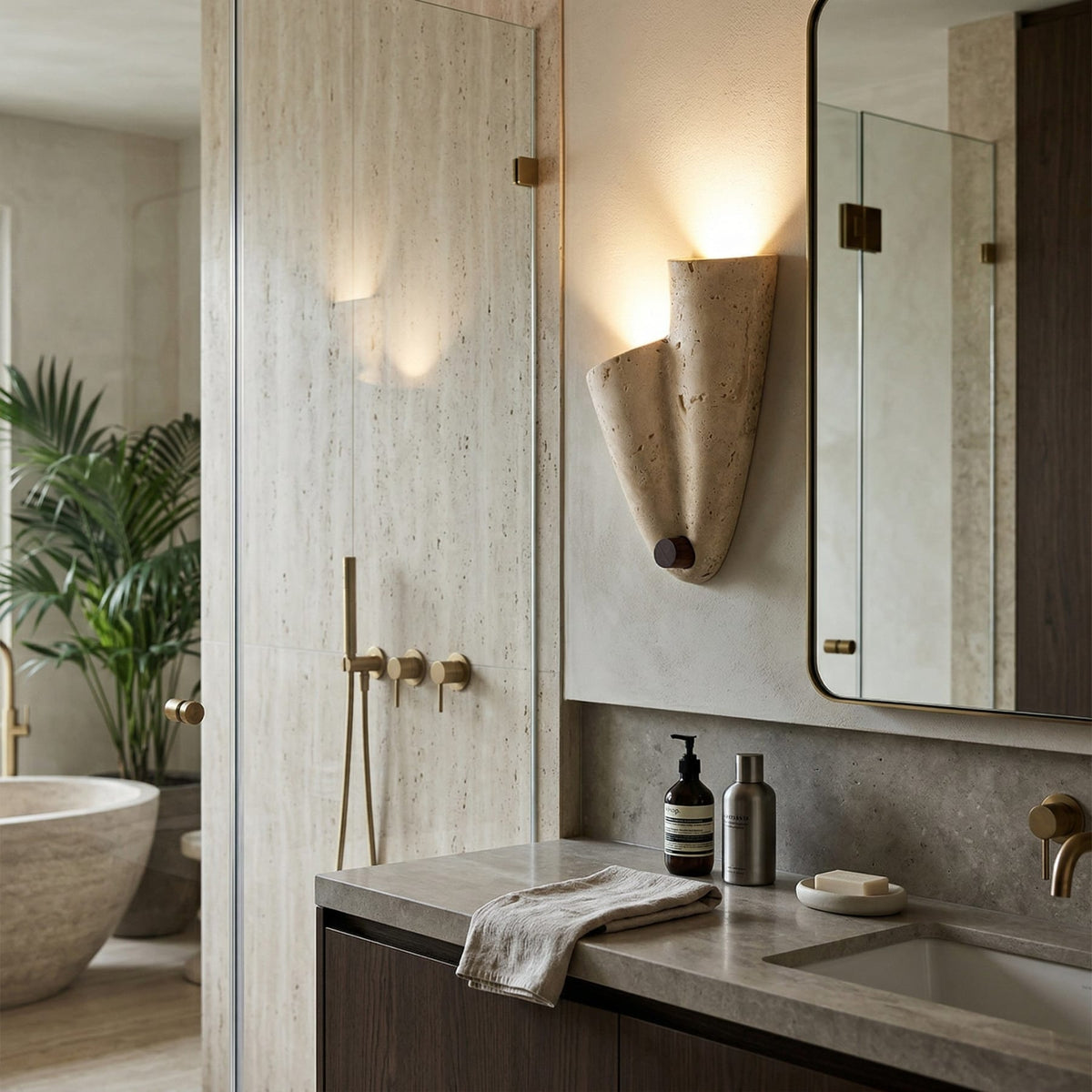 Modern Travertine Wall Light 2-Light