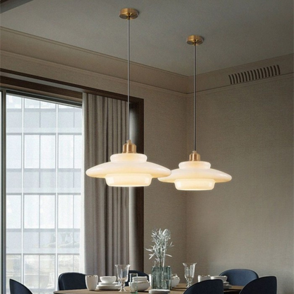 Art Deco Brass Dome Shade Pendant Light 1-Light