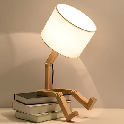 Contemporary Adjustable Wooden Table Lamp With Fabric Shade 1-Light