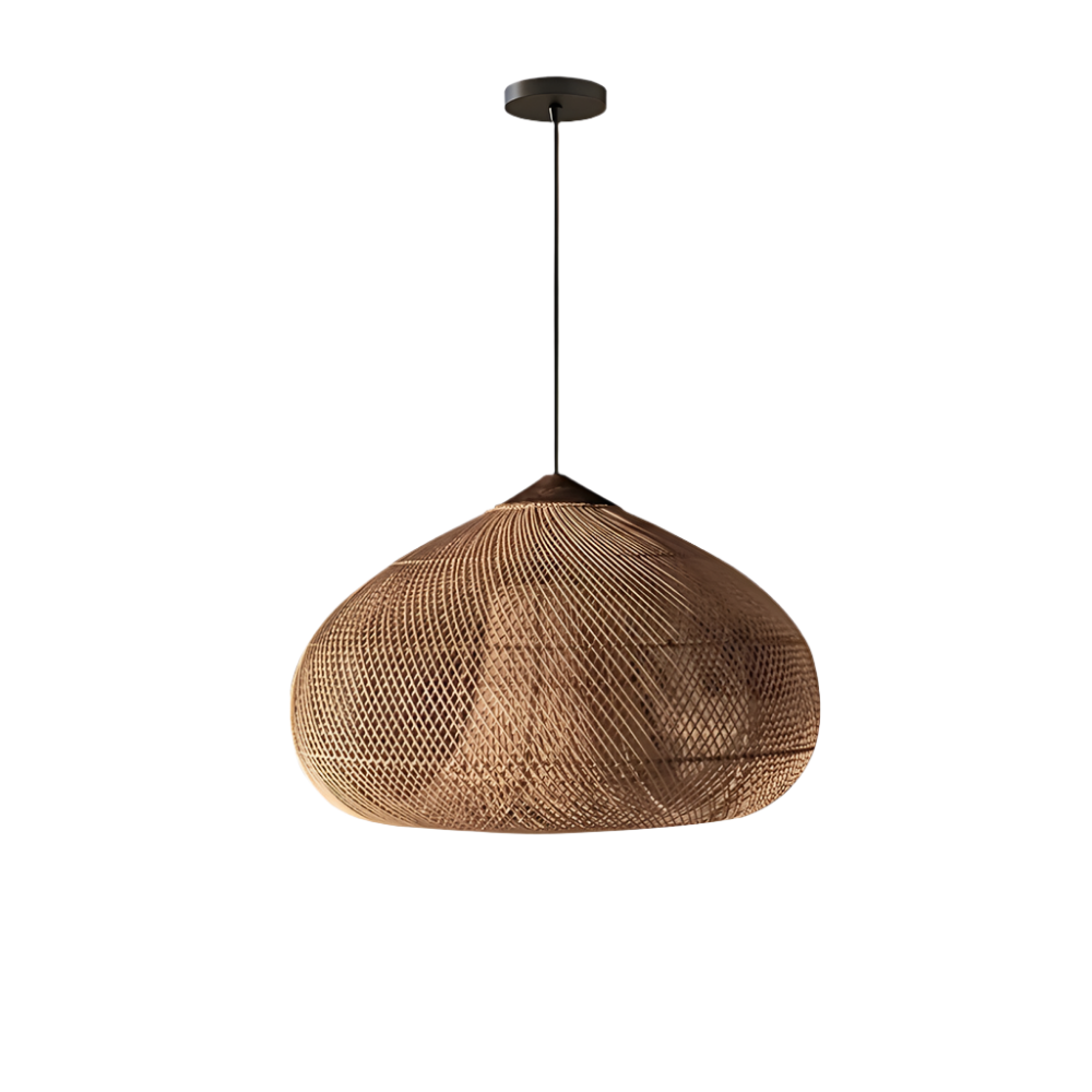 Contemporary Rattan Woven Dome Pendant Light 1-Light