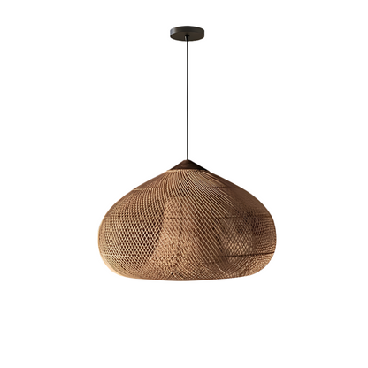 Contemporary Rattan Woven Dome Pendant Light 1-Light
