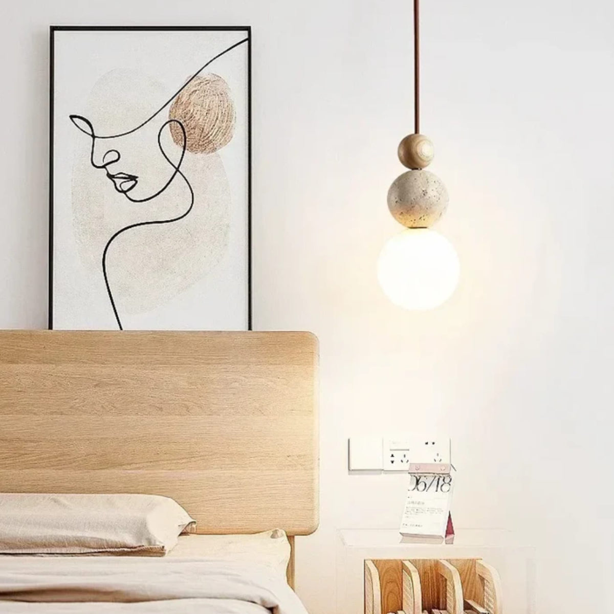Minimalist Travertine Pendant Light 1-Light