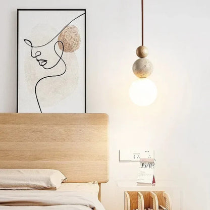 Minimalist Travertine Pendant Light 1-Light