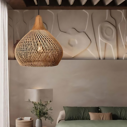 Bohemian Rattan Hand-Woven Dome Pendant Light 1-Light