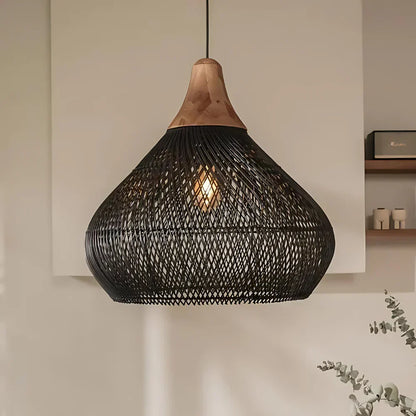 Bohemian Rattan Hand-Woven Dome Pendant Light 1-Light