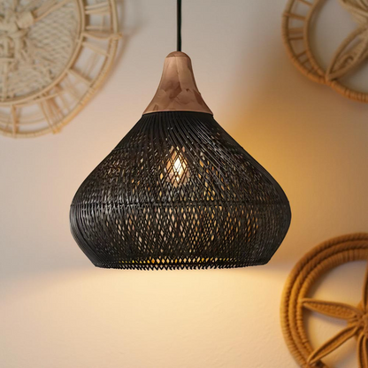 Bohemian Rattan Hand-Woven Dome Pendant Light 1-Light