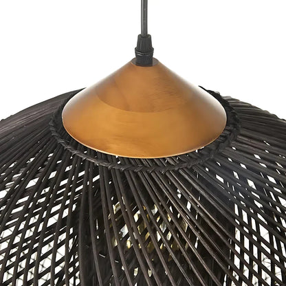Contemporary Rattan Woven Dome Pendant Light 1-Light