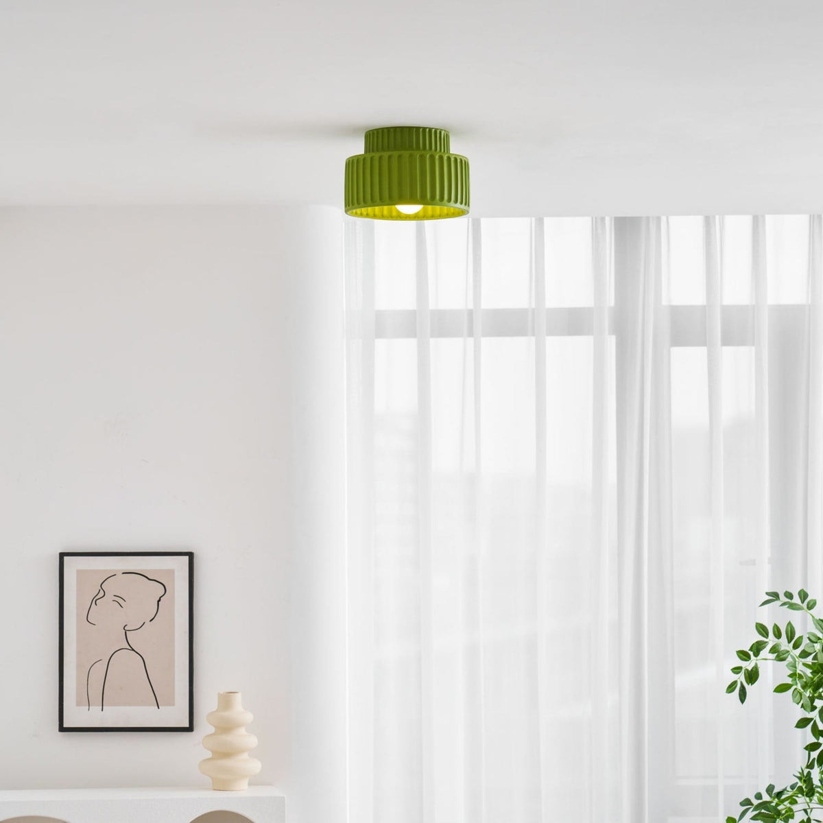 Modern Resin Semi-Flush Ceiling Light 1-Light