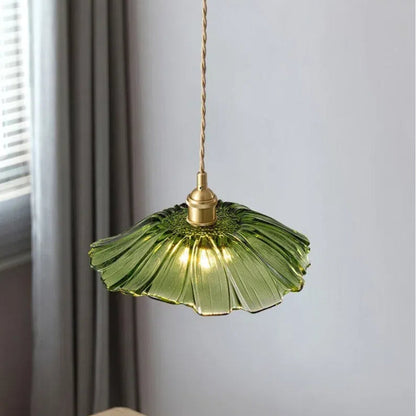 Retro Glass Fluted Shade Pendant Light 1-Light