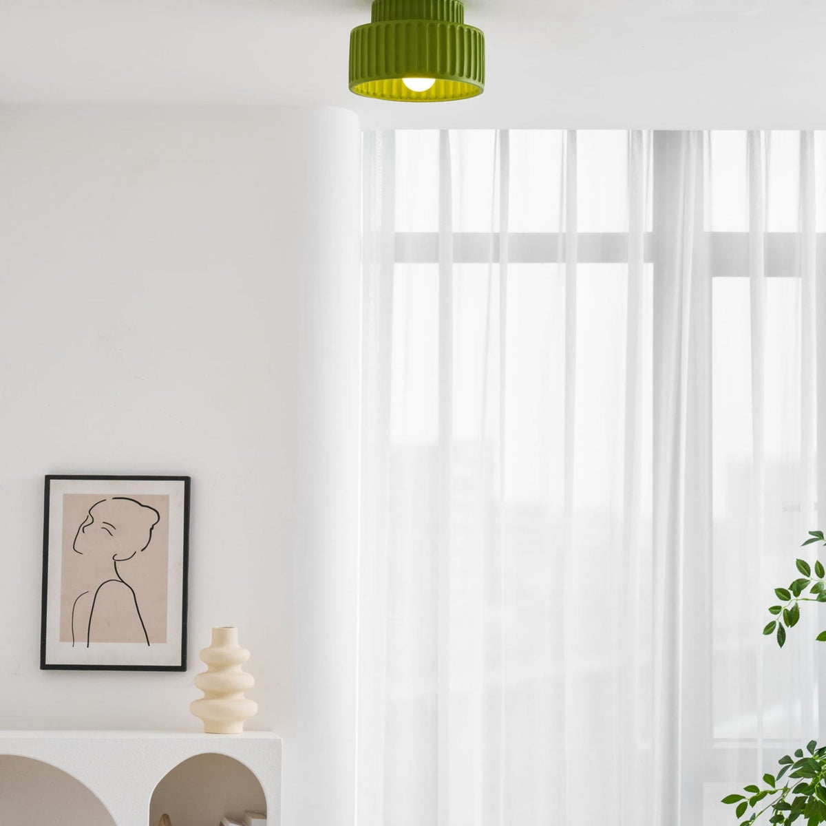 Modern Resin Semi-Flush Ceiling Light 1-Light