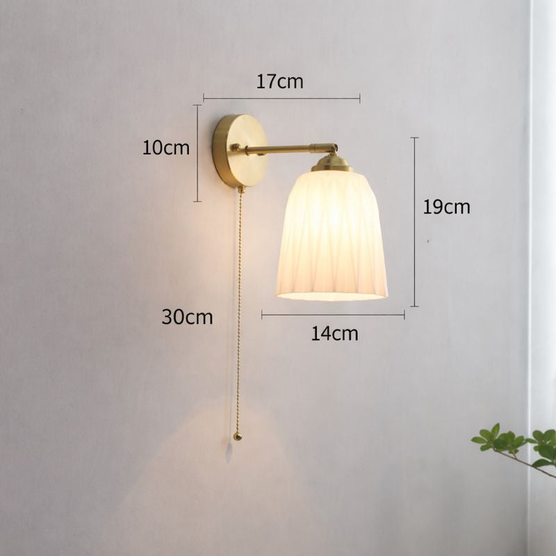 Nordic Brass Ribbed Glass 1-Light Wall Sconce