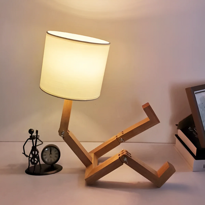 Contemporary Adjustable Wooden Table Lamp With Fabric Shade 1-Light
