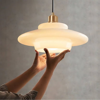 Art Deco Brass Dome Shade Pendant Light 1-Light