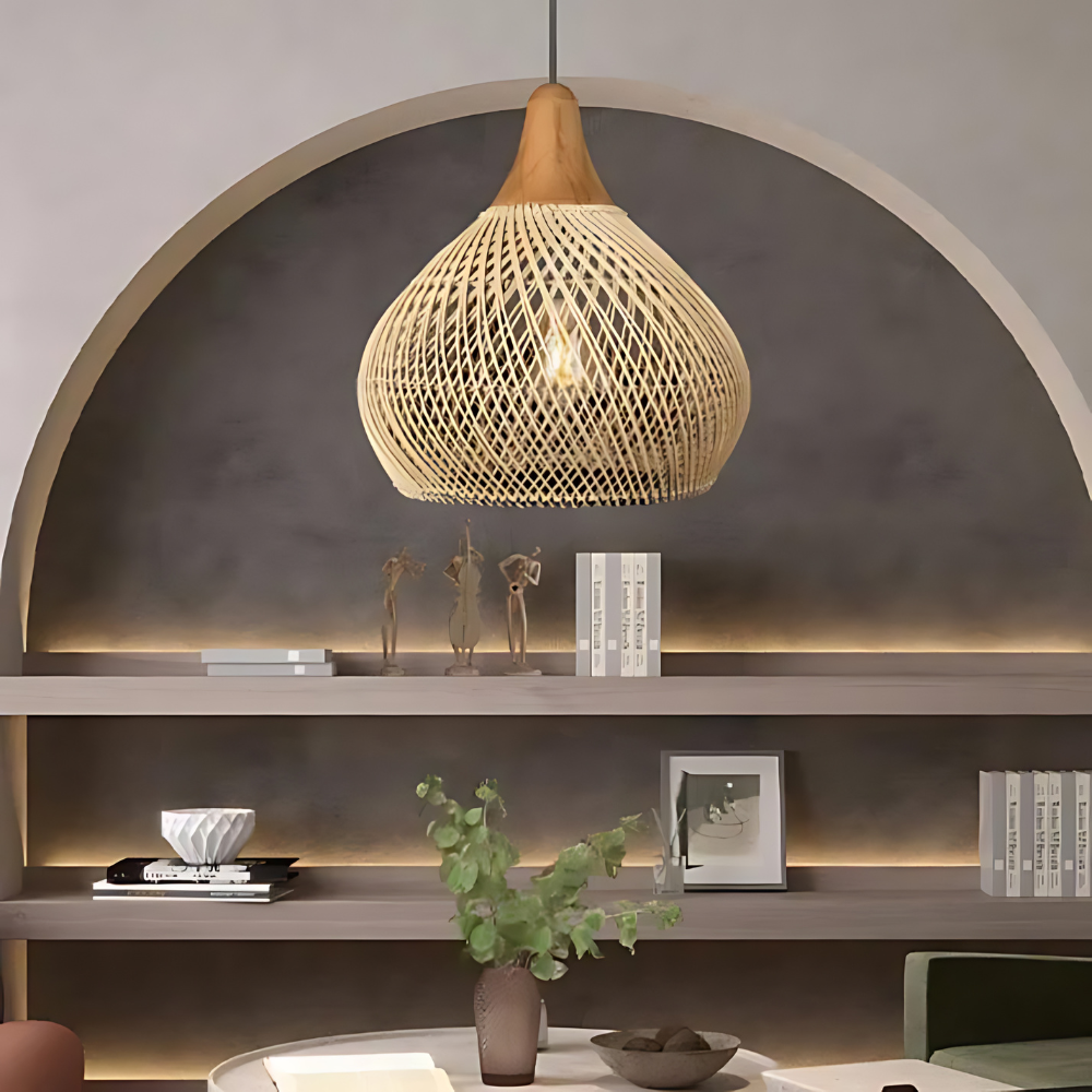 Bohemian Rattan Hand-Woven Dome Pendant Light 1-Light