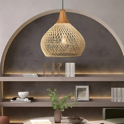 Bohemian Rattan Hand-Woven Dome Pendant Light 1-Light