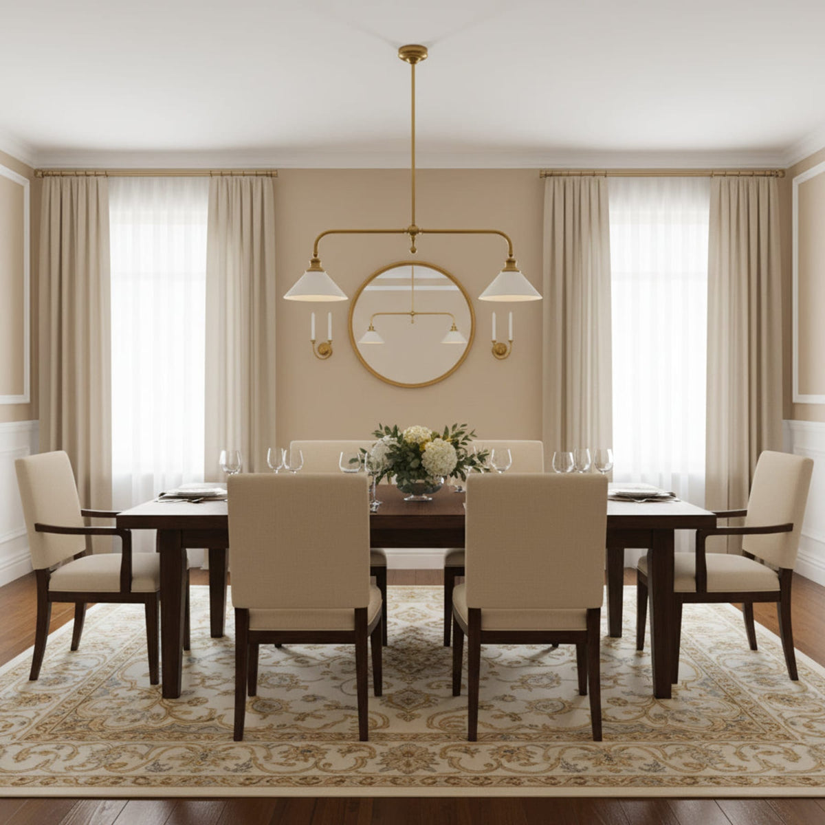 Modern Brass Ceramic Shades Pendant Light 2-Light
