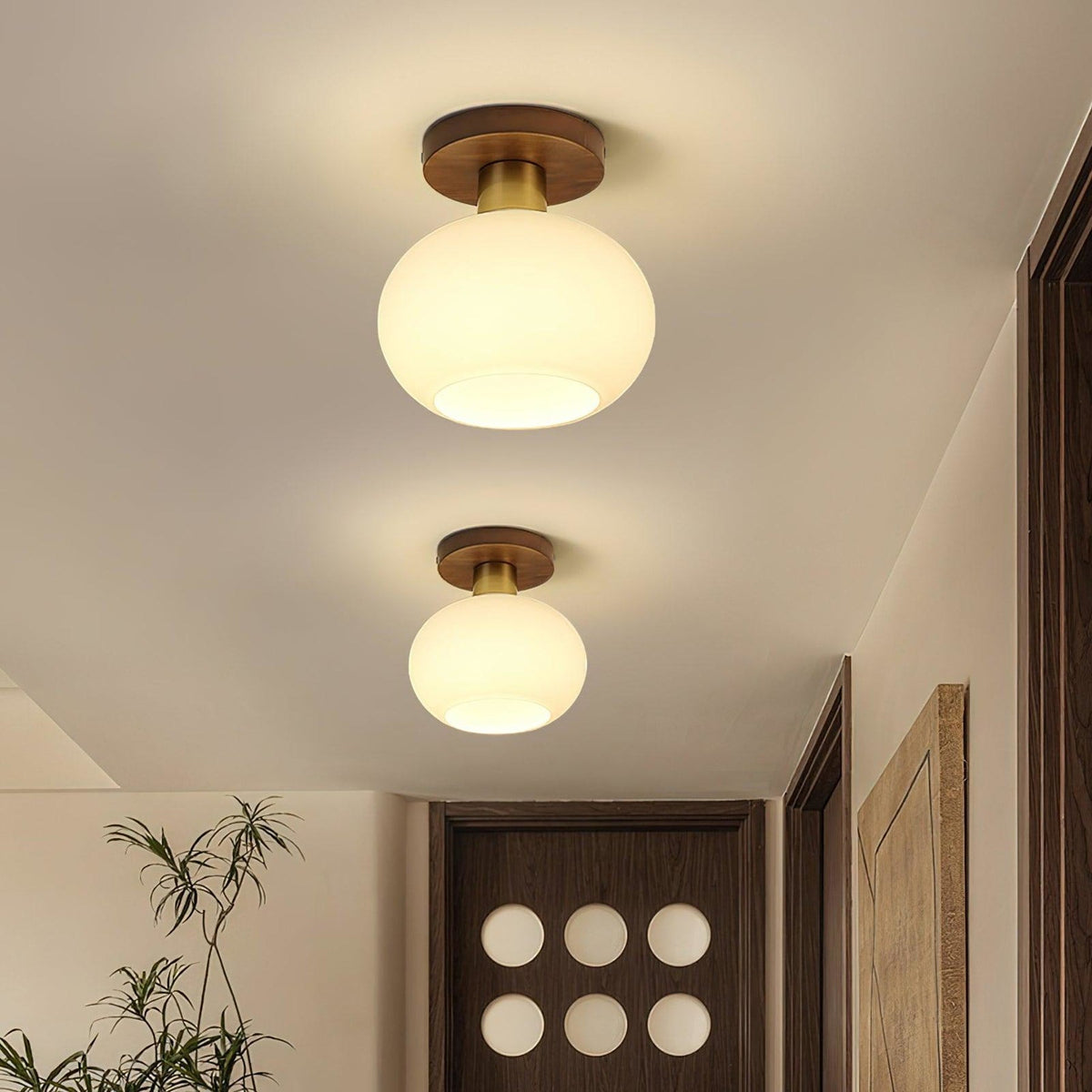 Modern Wood Solid Semi-Flush Ceiling Light 1-Light