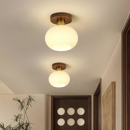 Modern Wood Solid Semi-Flush Ceiling Light 1-Light