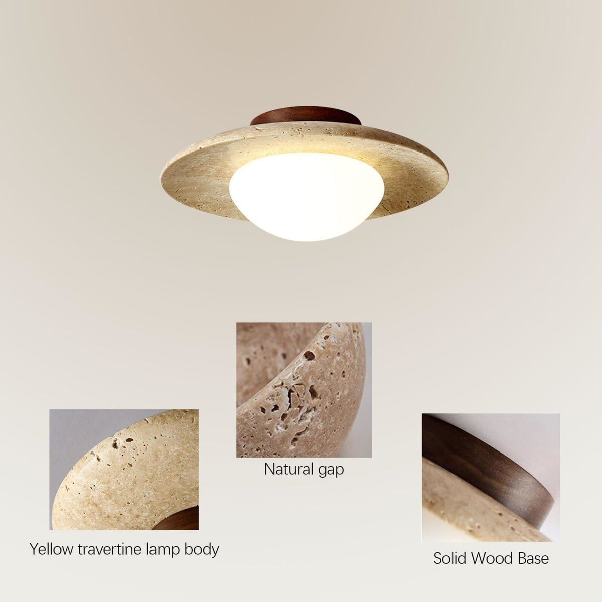 Modern Travertine Ceiling Light 1-Light