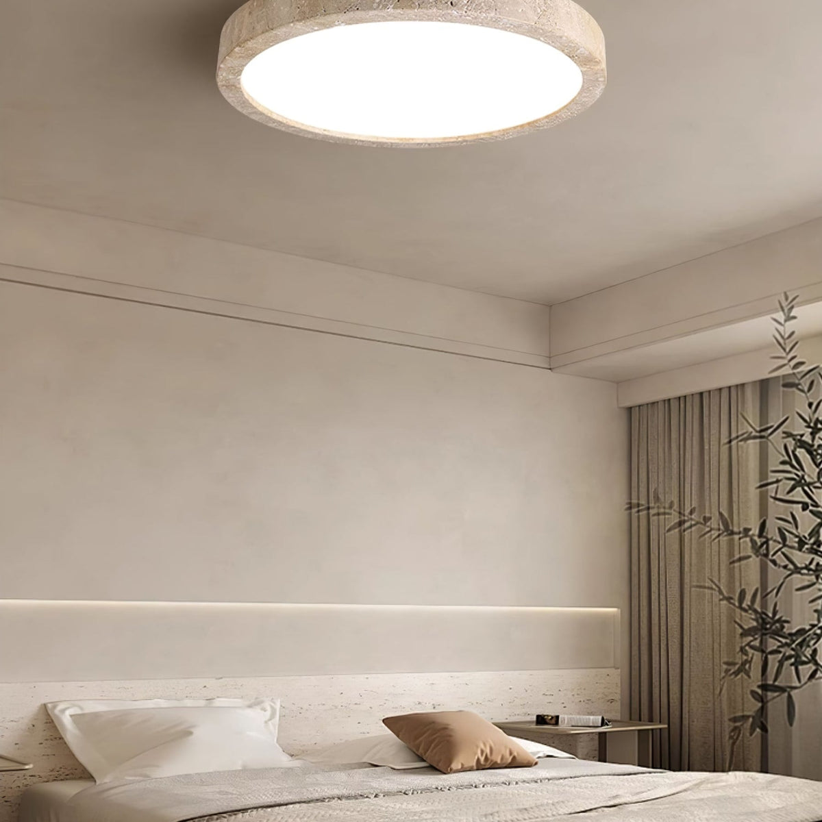 Modern Travertine Slim Profile Ceiling Light 1-Light