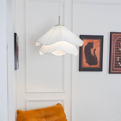 Japandi Fabric Wavy Shade Pendant Light 1-Light