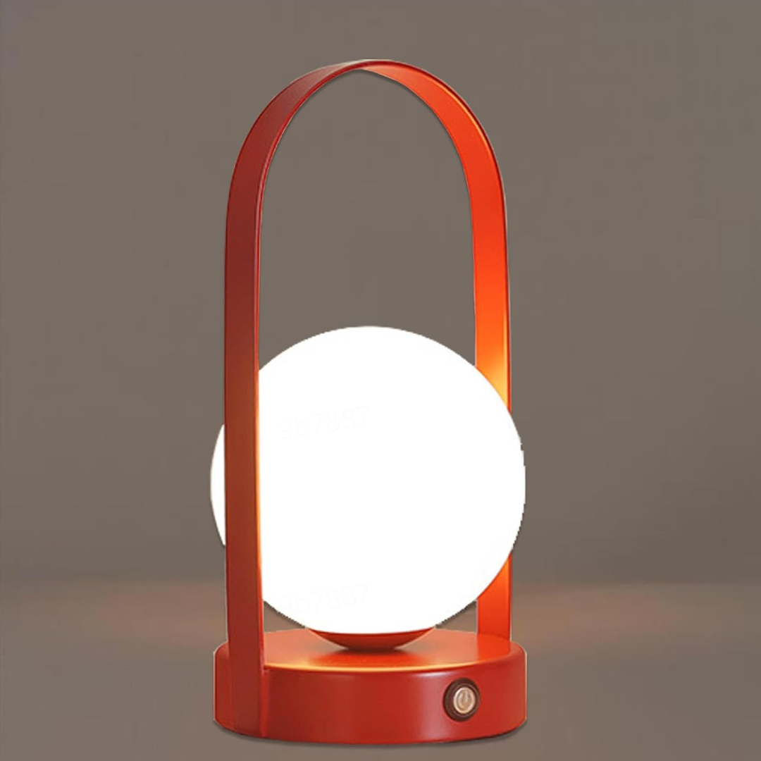 Contemporary Metal and Glass Globe LED Rechargeable Table Lamp 1-Light