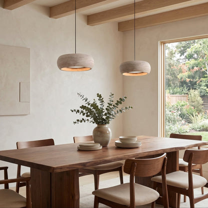 Modern Travertine Dimmable Remote Pendant Light