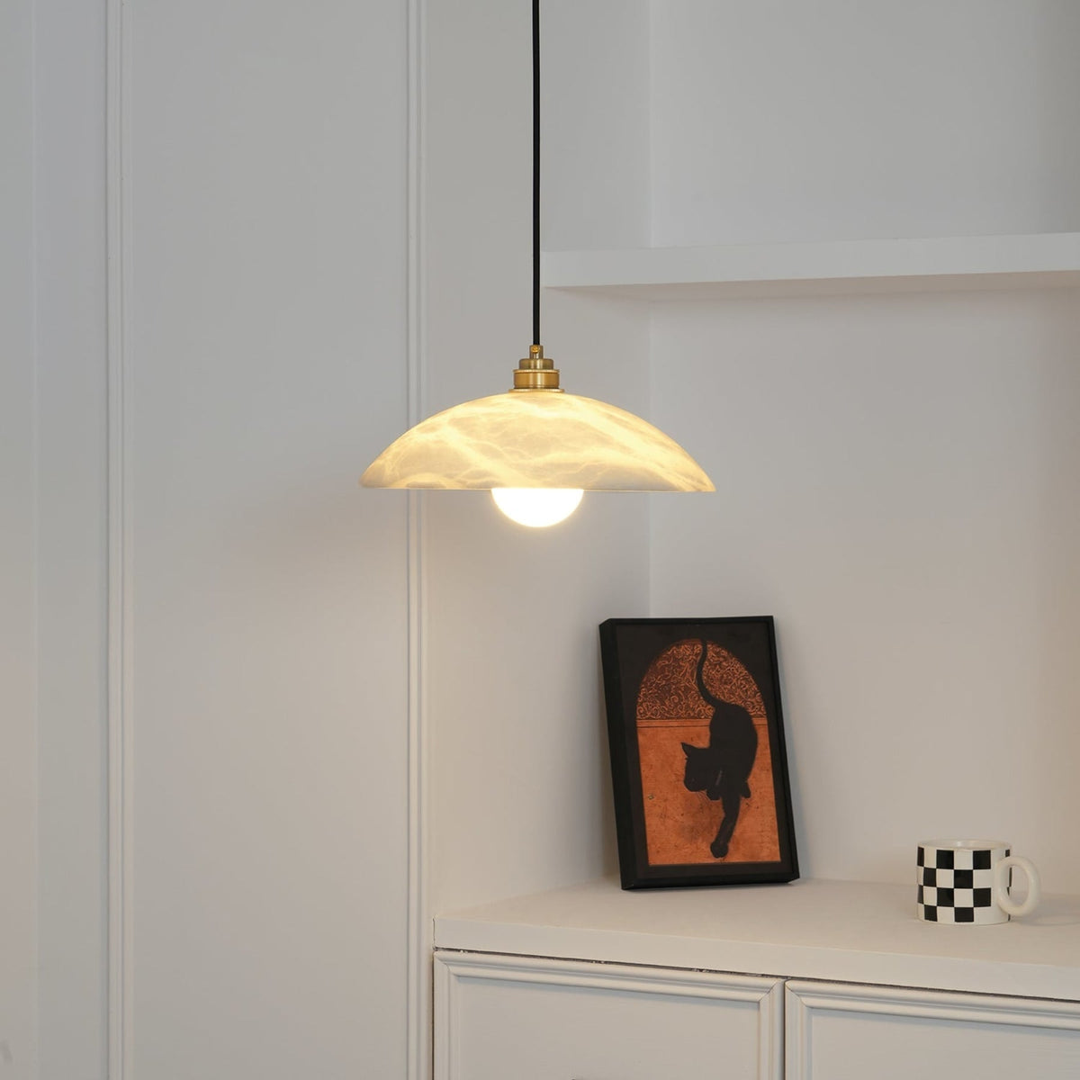 Modern Marble Copper Pendant Light 1-Light