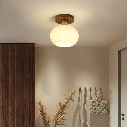 Modern Wood Solid Semi-Flush Ceiling Light 1-Light