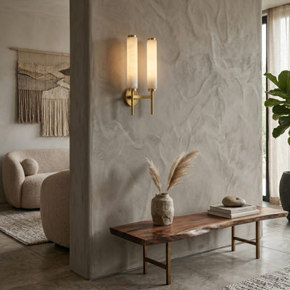 Modern Metal Faux Alabaster Wall Light