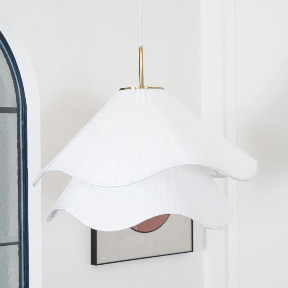 Japandi Fabric Wavy Shade Pendant Light 1-Light