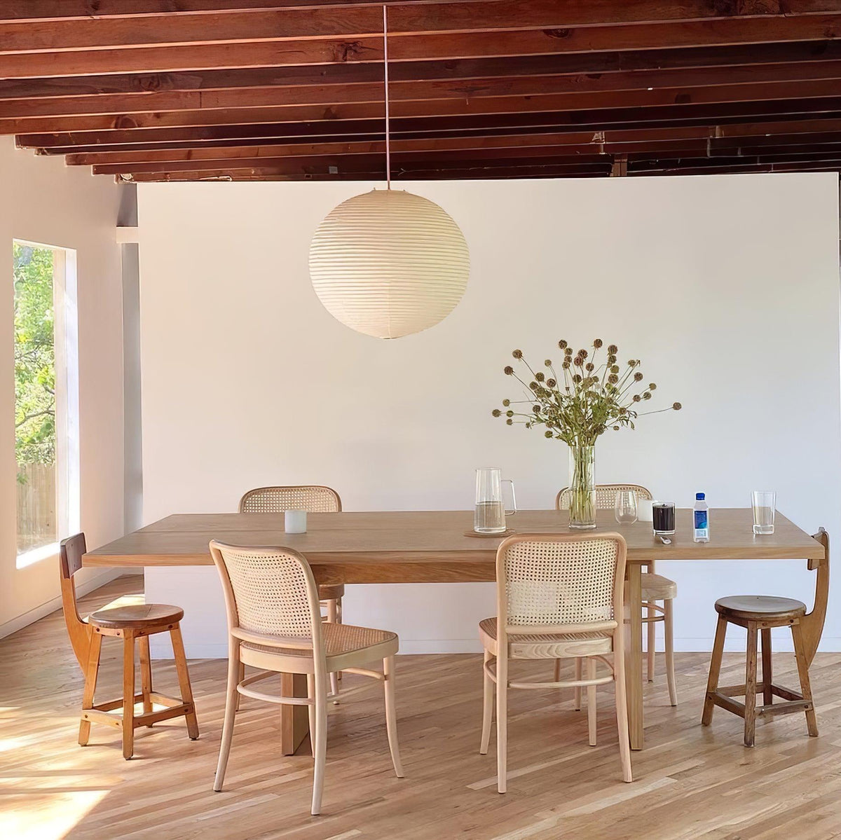 Contemporary Paper Ribbed Shade Pendant Light 1-Light