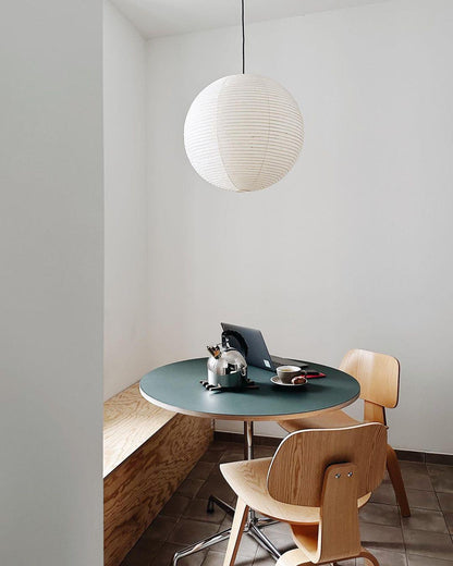 Contemporary Paper Ribbed Shade Pendant Light 1-Light